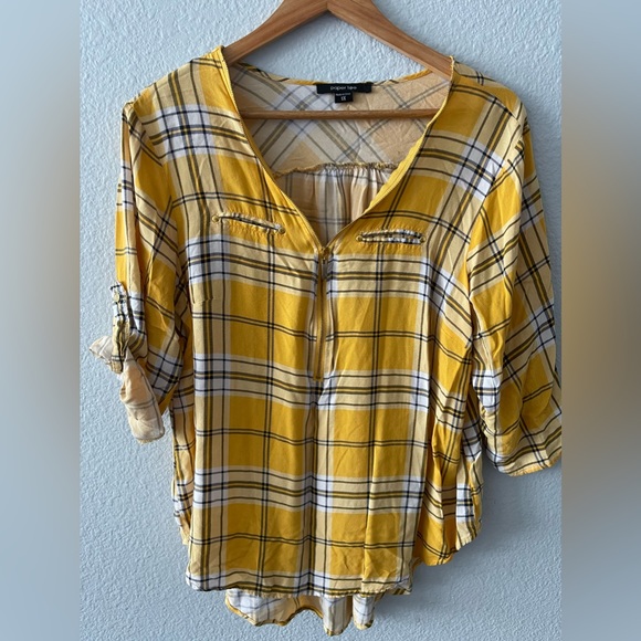 EUC 1x Plaid High low 1/4 sleeve Shirt - Picture 1 of 8